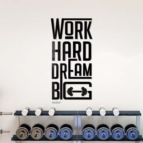 لوحة جدارية اكريليك بتصميم لعبارة ( WORK HARD DREAM BIG )